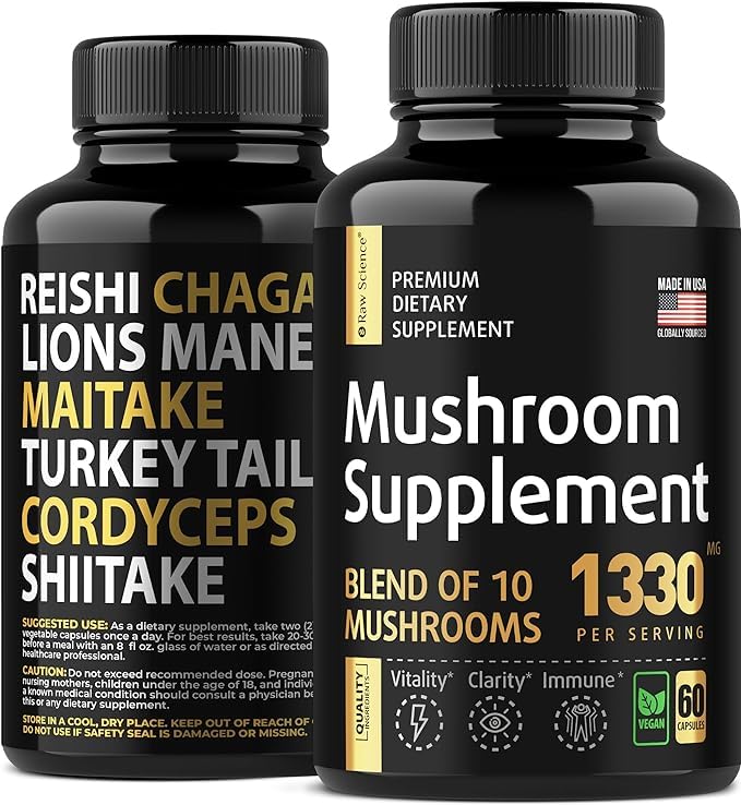 Functional mushrooms capsules for mental focus