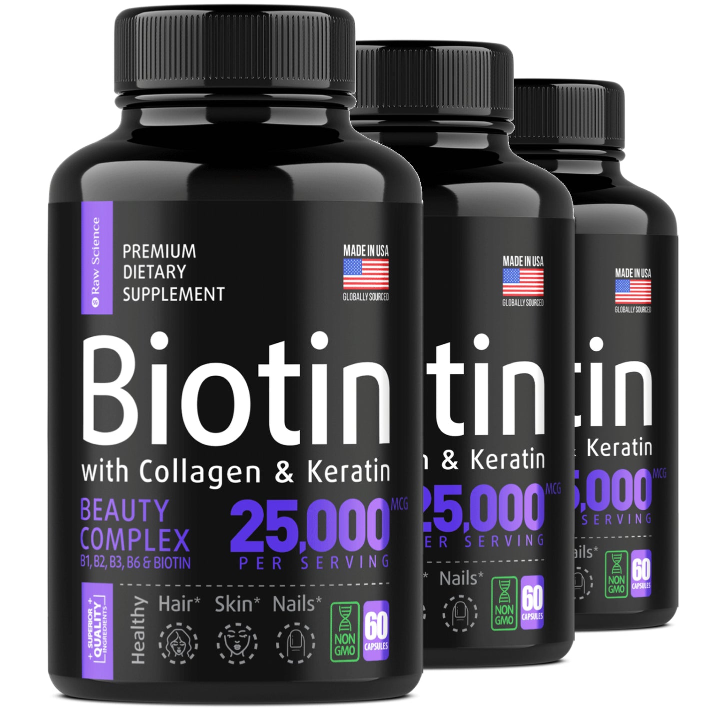 Biotin with Collagen and Keratin Supplement