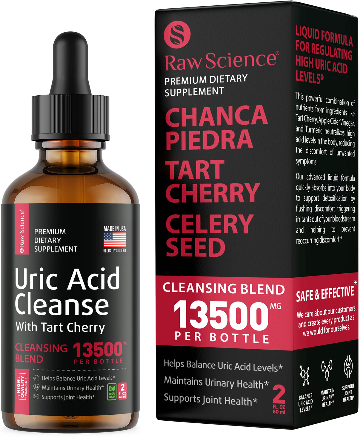 Uric Acid Cleanse with Tart Cherry Kidney Cleanse Liquid Drops Supplement 2 fl oz Raw Science